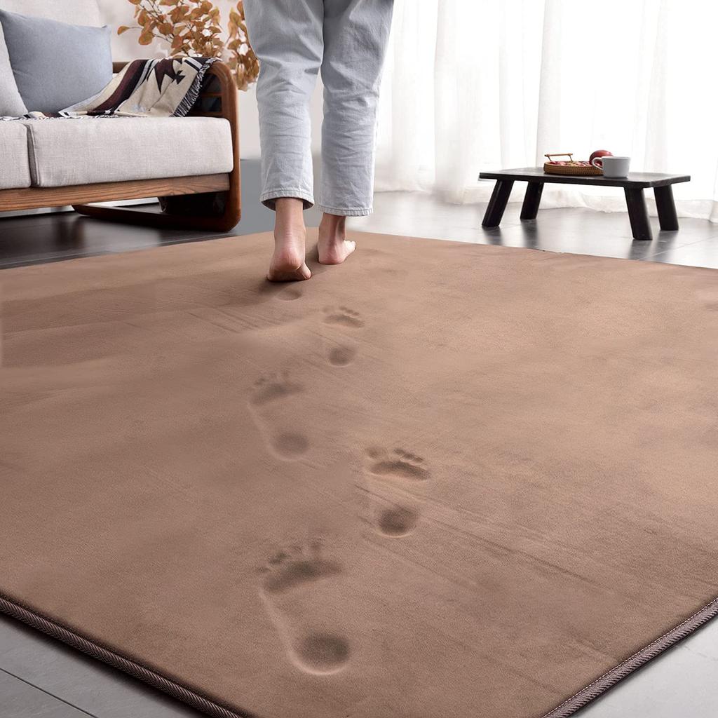 AICOMRI mat 15mm compatible with underfloor heating and heated thick and solid brown 2-tatami rug, 185x185cm, thick, low-rebound, soundproof,