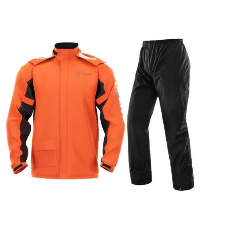 

Men s Four Seasons Outdoor Riding Waterproof Set Long Sleeve Hooded Raincoat Jacket + Rain Pants Two Piece Set L помаранчевий