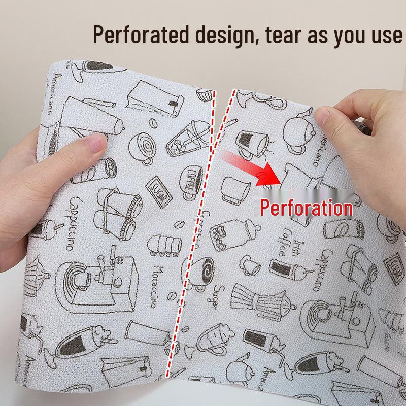 Point-Break Design Tearable Printed Dishcloth for Kitchen Cleaning