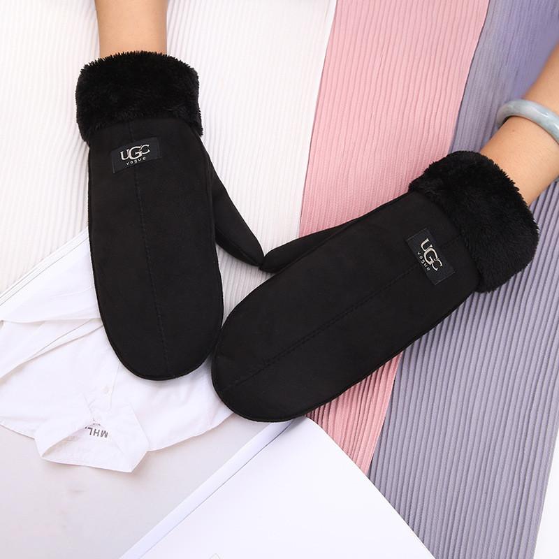 

Женские осенние и зимние новые перчатки, плюшевые утолщенные милые корейские ветрозащитные и теплые перчатки, варежки, женские варежки чёрный