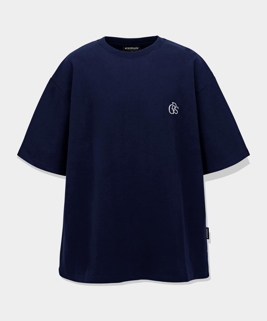 GRANDIOSITY High-Density Premium Double-Sided Oversized Short Sleeve T-Shirt (Navy)