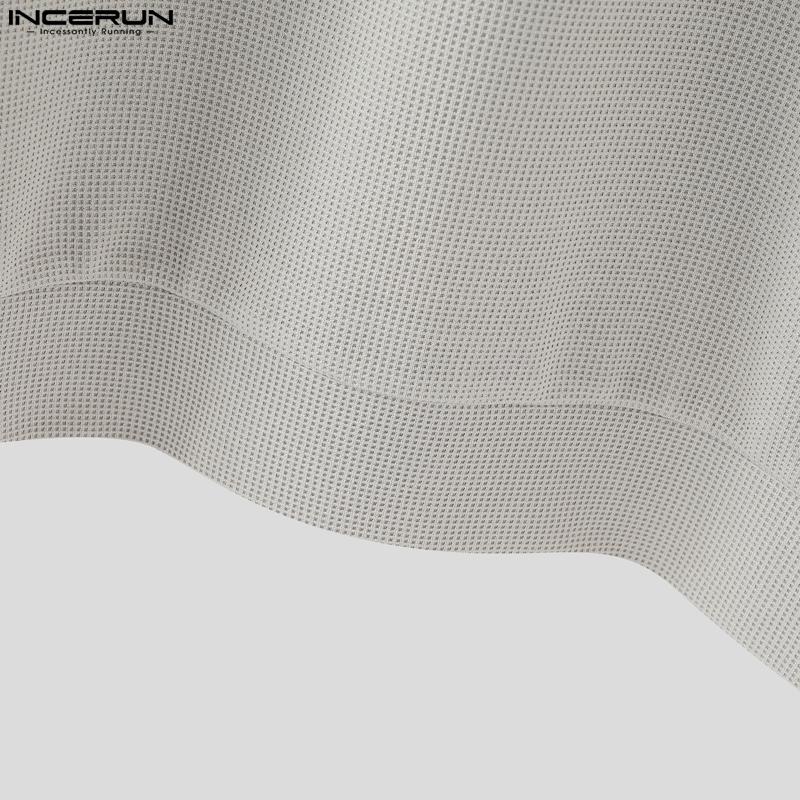 INCERUN Autumn Winter Men Patchwork Lapel Neck Long Sleeve Casual Texture Pullovers