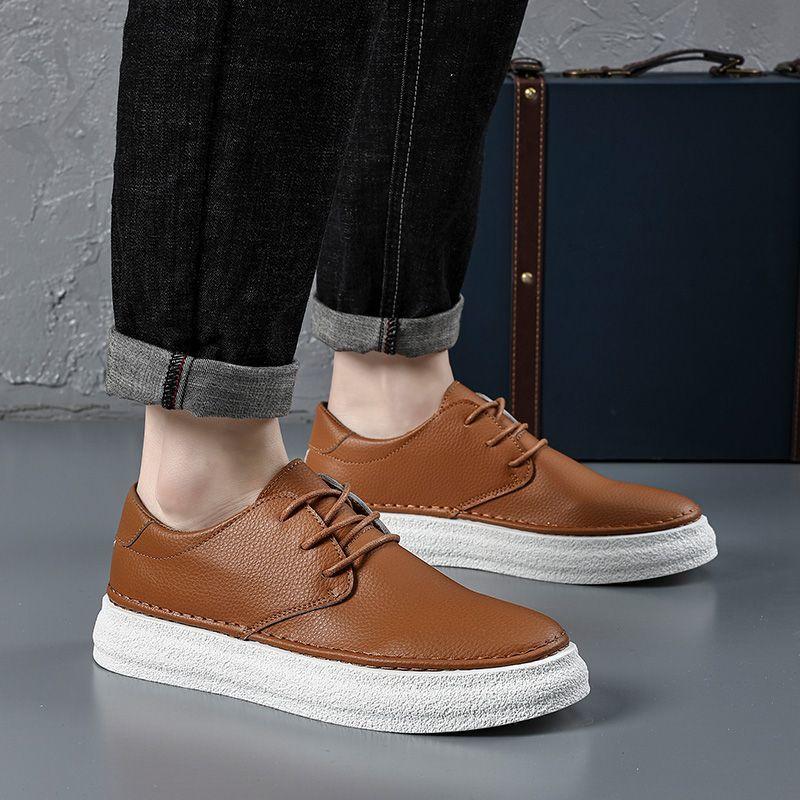 Fashion Black Leather Shoes for Men Plain Height Increasing Non Slip Summer Sale Fashion 2025 Trend Classic Original On Man Casual Shoe