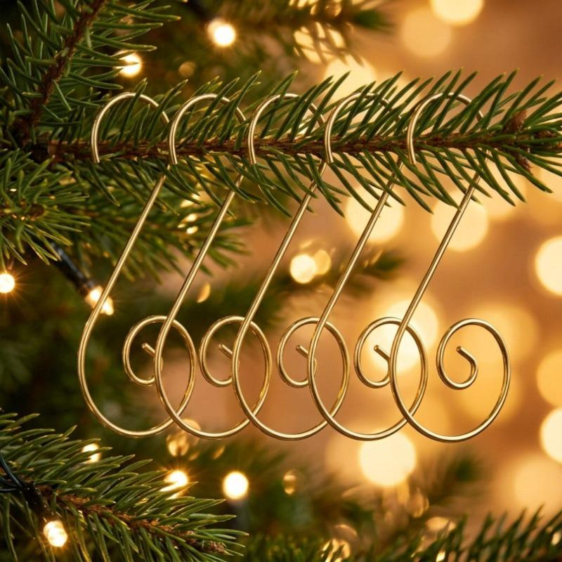 20/100Pcs Christmas Ornament Hanging Hooks Xmas Tree Pendant Hanger Bauble Ball S-Shaped Hook for New Year Home Party Decoration