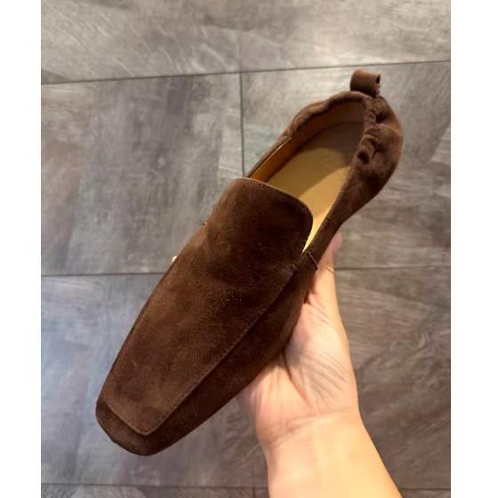 Europäische Station Französische Vielseitige Einzelne Schuhe Anti-Samt Quadratischer Kopf Slipper Retro Bequem Lässig Flacher Boden Fahr-Doudou-Schuhe