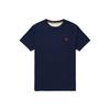 Camiseta Casual Masculina Gola Redonda Cor Sólida Manga Curta Tops Azul Marinho Profundo A2EKJ-433