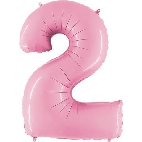 Balon Foliowy Cyfra 2, Pudrowy Róż, 102Cm Grabo
