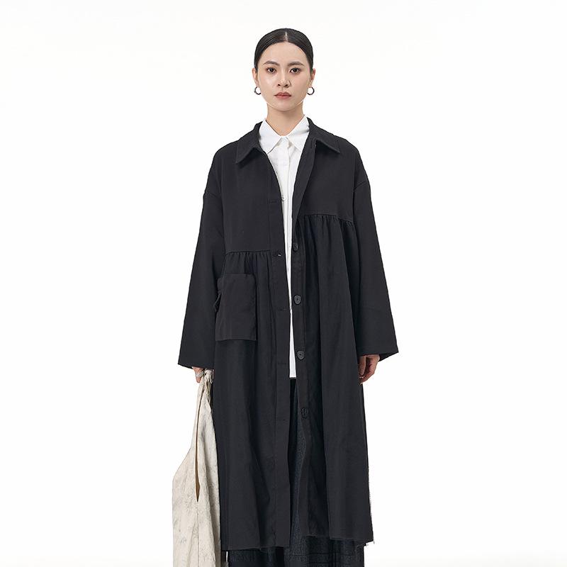 

2026 Spring/Summer European Style Plus Size Women s Long Hooded Trench Coat, Loose Fit, Hong Kong Style, 32035. One Size чёрный