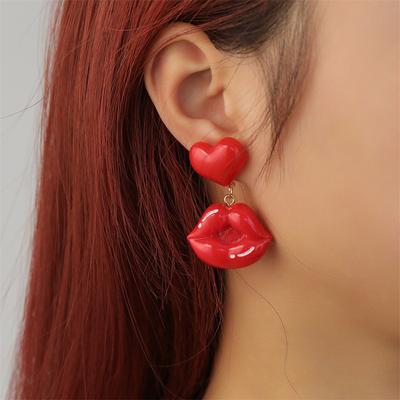 Fashion Lips Red Earrings For Women