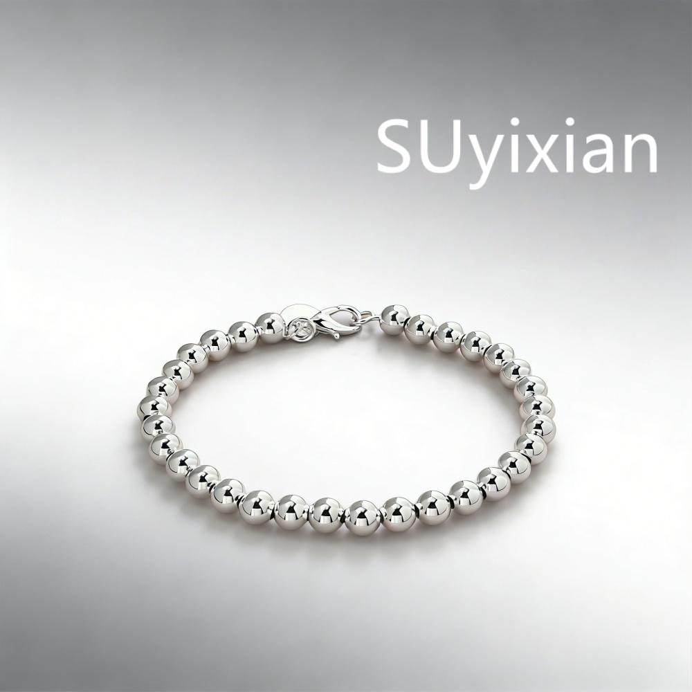 925 Sterling Silver Fashion Classic 6MM Buddha Bead Bracelet Birthday Party Anniversary Gift Daily Wear серебряный