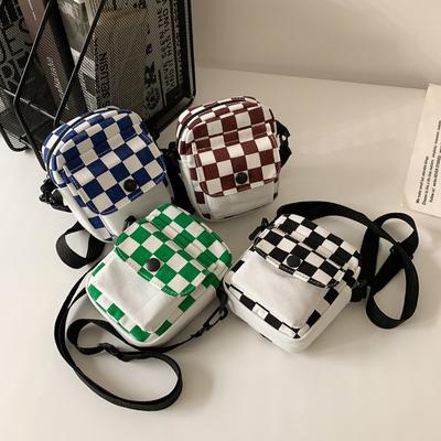 Plaid Single Shoulder Canvas Small Bag Women's Bag Harajuku Girl Soft Sister Trend Crossbody Bag