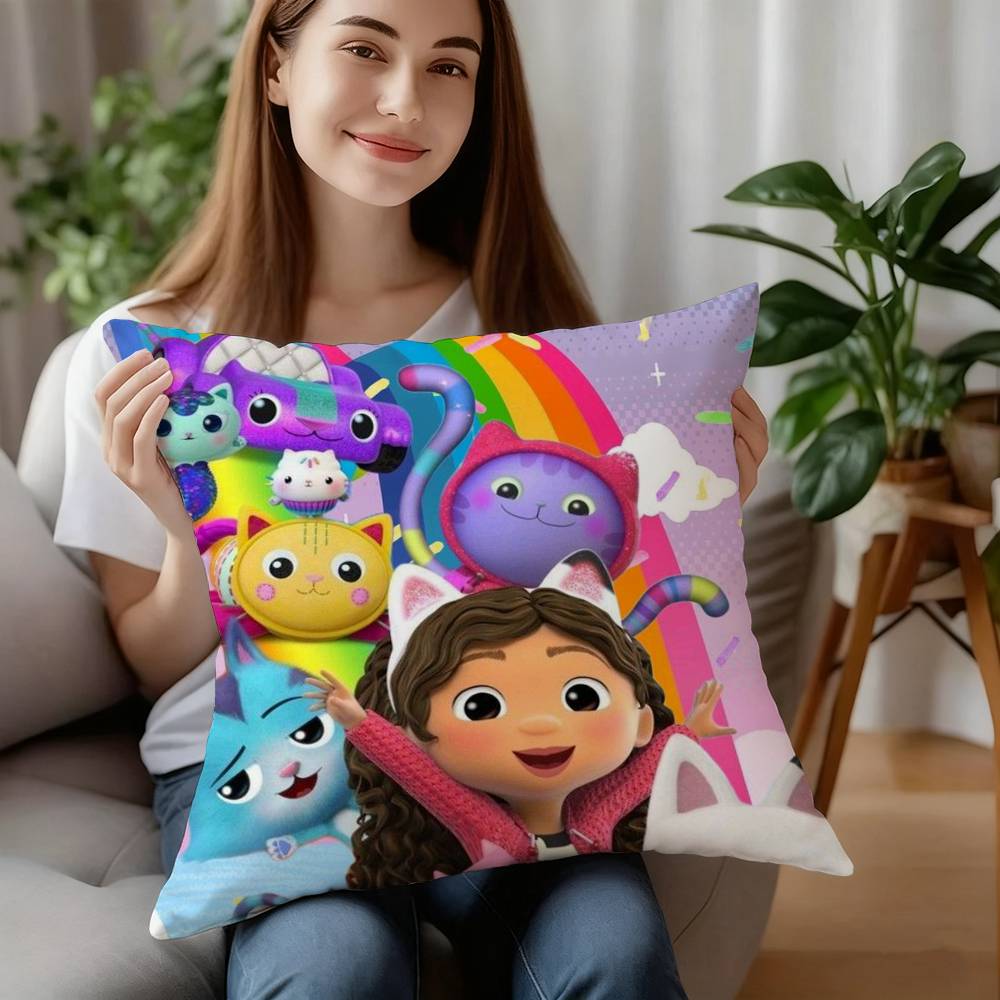 Cartoon Gabbys Mercat Cat Pillow Case Plush Fabric Soft Pillowcase Double Sided Print Cushion Cover Household Gifts