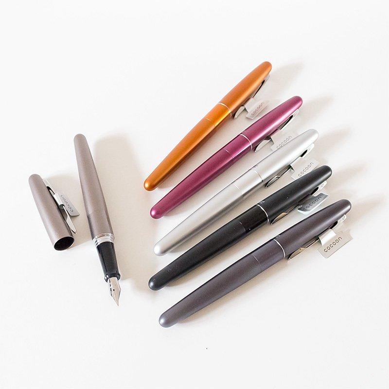 Pilot Cocoon Fountain Pen Black Medium Nib FCO-3SR-B-M with Converter