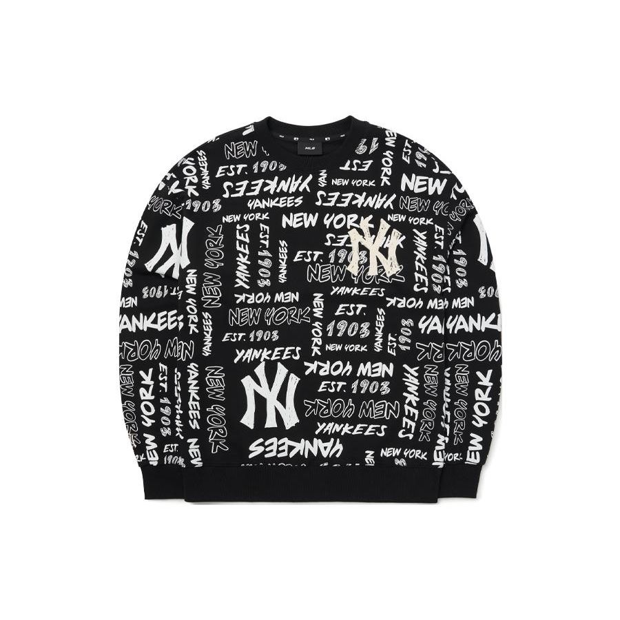 MLB New York Yankees Letter Graffiti Print Pullover Langarm Sweatshirt Herbst Unisex Sweatshirt Schwarz 3AMTZ0124-50BKS XL black