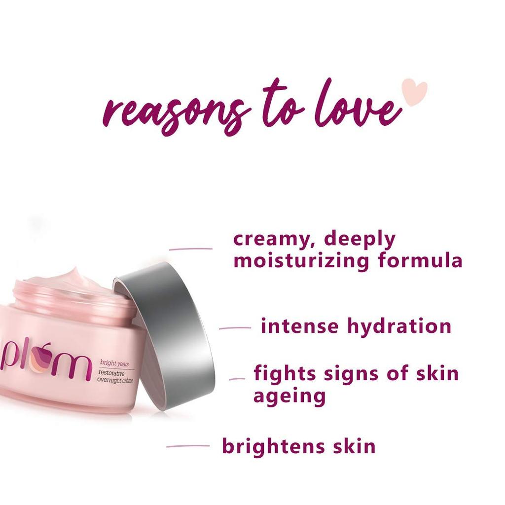 Plum Bright Years Restorative Overnight Creme 50ML | Hydrating Night Cream for Dry Skin | Vegan & Cruelty-Free Moisturizer