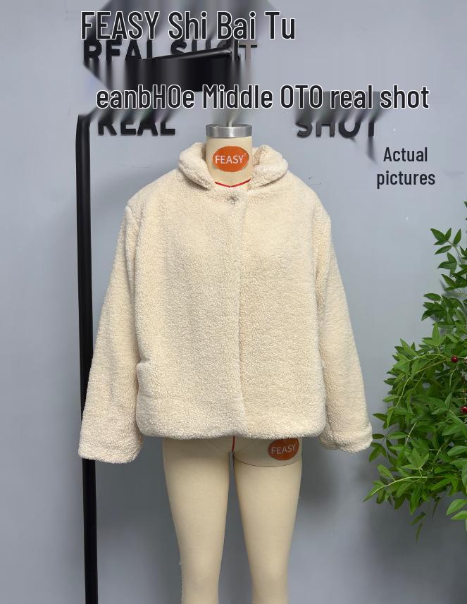 European & American Women's Street Fashion Turn-Down Collar Fuzzy Coat