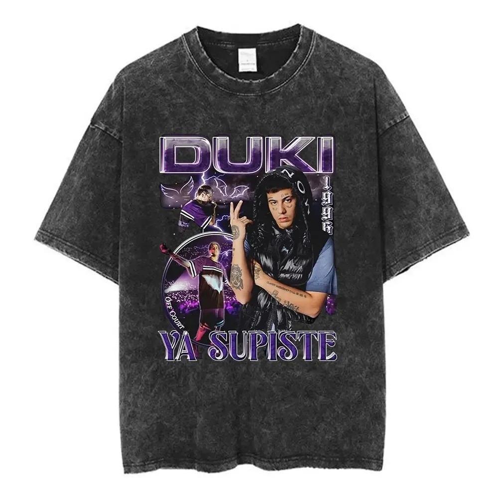 

Repper Duki Classic Poster Print Tshirt Men Women Highstreet Harajuku Fashion Summer Tops Vintage Washed Cotton Oversized Tees S