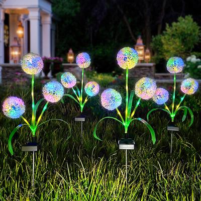 2 Peças Luzes Solares Dente-de-Leão para Exterior IP65 À Prova d'Água Liga/Desliga Automático Iluminação Paisagística Fácil de Instalar Lâmpadas Solares de Jardim