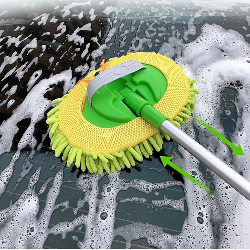 Soft Fleece Microfiber Retractable Car Wash Mop with Long Handle, Scratch-resistant Mop Cleaning Gloves for Car Wash Trucks SUV RV Caravans and Homes