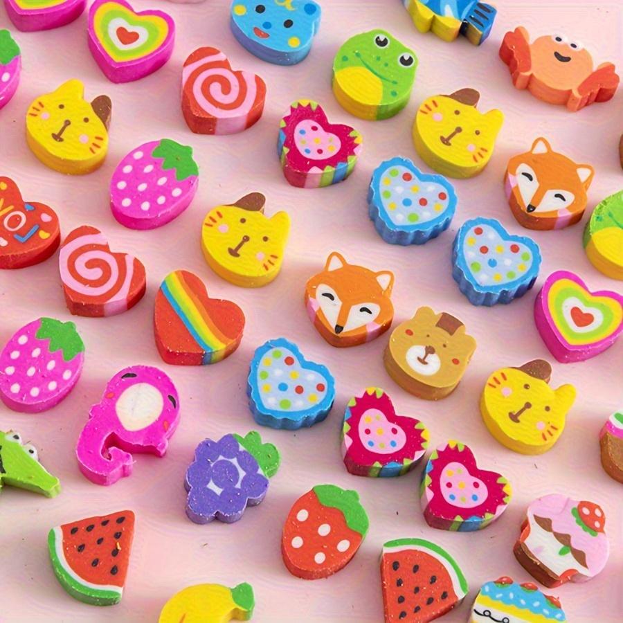 50pcs 1cm Pencil Rubbers Creative Fruit Animals Pattern Eraser Set for Students Correction Tools Office Stationery ZSY