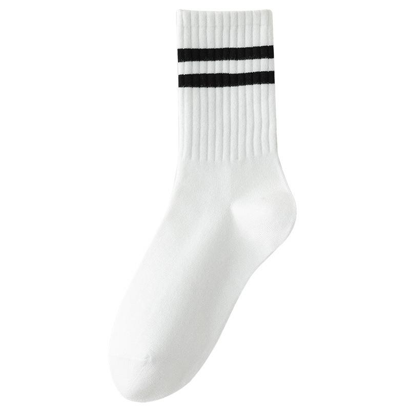 Fashion Striped Mens Socks Casual Streetwear Black White Sports Socks Men Male Cotton Breathable Hip Hop Skateboard Long Socks