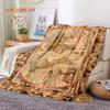 Retro Antike Seekarte Kraft Weltkarte Kompass Weiche Decke, Weiche Überwurfdecke für Zuhause Schlafzimmer Bett Sofa Abdeckung Kind