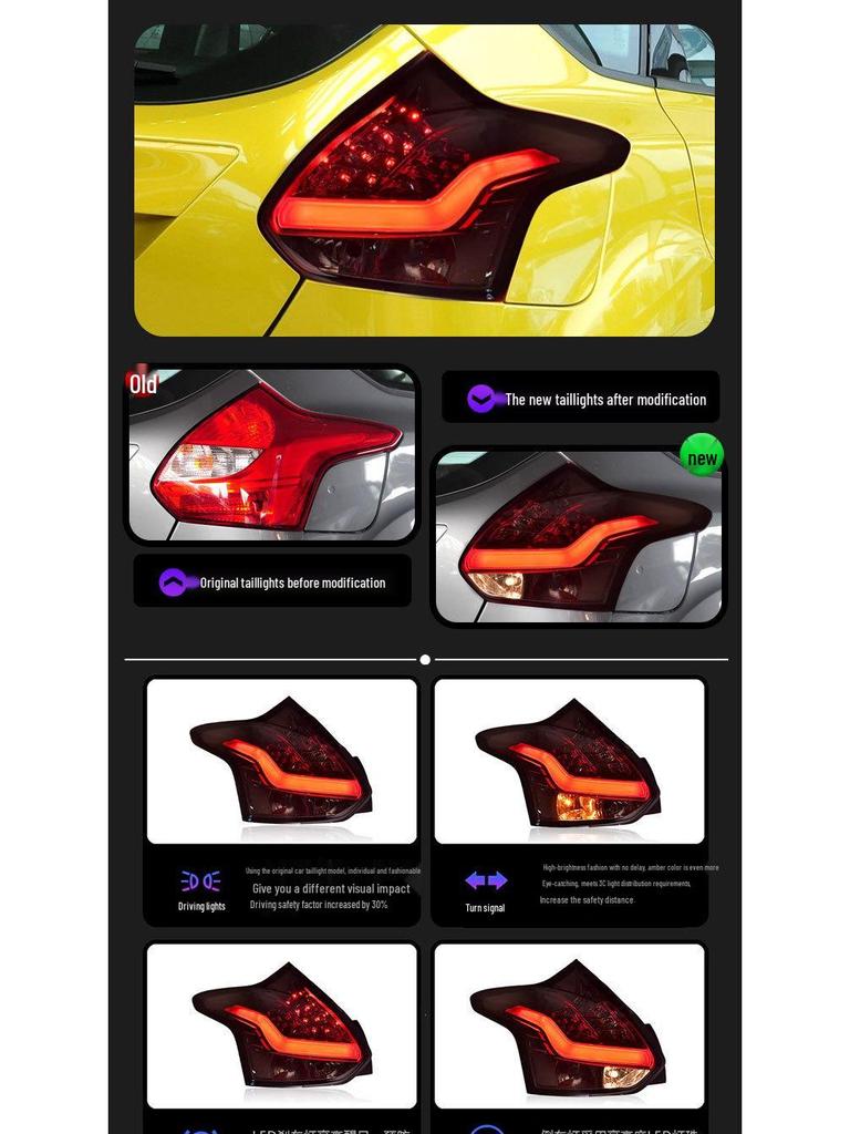 15-18 Ford Focus Hatchback LED Rear Tail Lights with Turn Signals and Daytime Running Lights