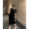 Chic Printed T-shirt Dress Women's Summer Loose Split Mid-length Plus Size Dress