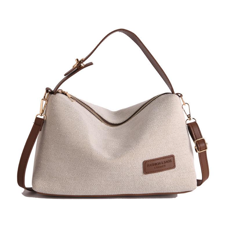 MultiColor Canvas And Faux Leather Hobo Underarm Bag For Women Casual Shoulder Crossbody Bag With Adjustable Strap For Daily Use