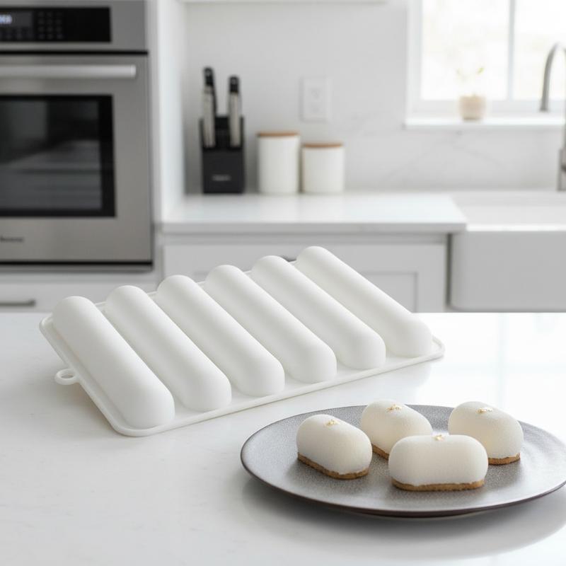 New Chocolate Eclair Dessert Bakeware Long Strip Puffs Baking Mold Finger Shaped Puff Pastry Mold Kitchen Silicone Mold