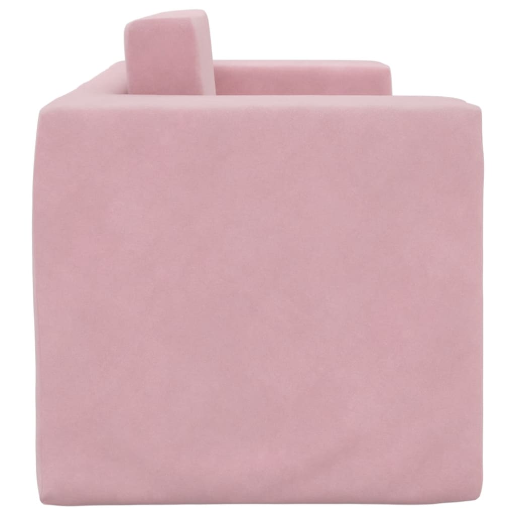 Kids Sleeper Sofa 2 Seater Pink Soft Plush