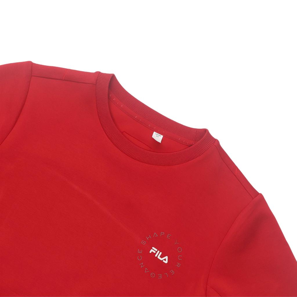 Fila Fitness Series Letter Round Neck Pullover Loose Sweatshirt Women Sweatshirt Hot-Red A11W411203F-RD