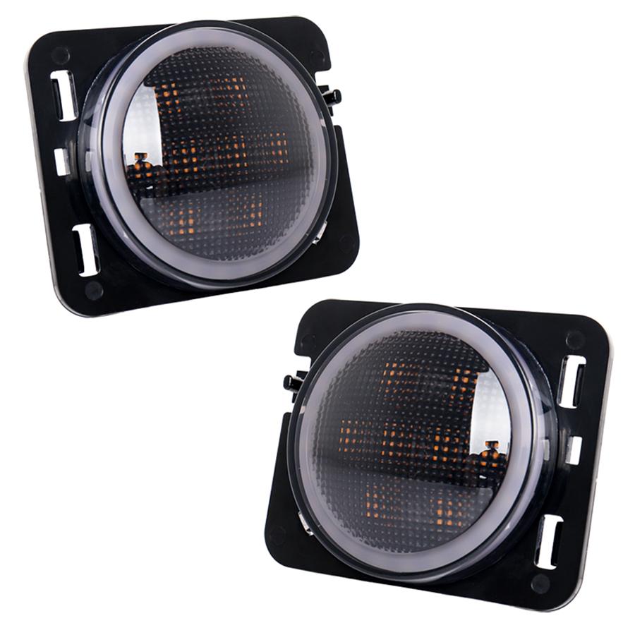 2pcs Front Fender Side Marker Led Light Angel Eye For Jeep Wrangler JK 2007-2017