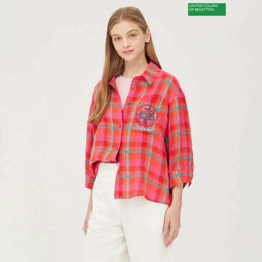 

[Benetton] Benetton Camille Check Blouse Babla5531 RD_red/44