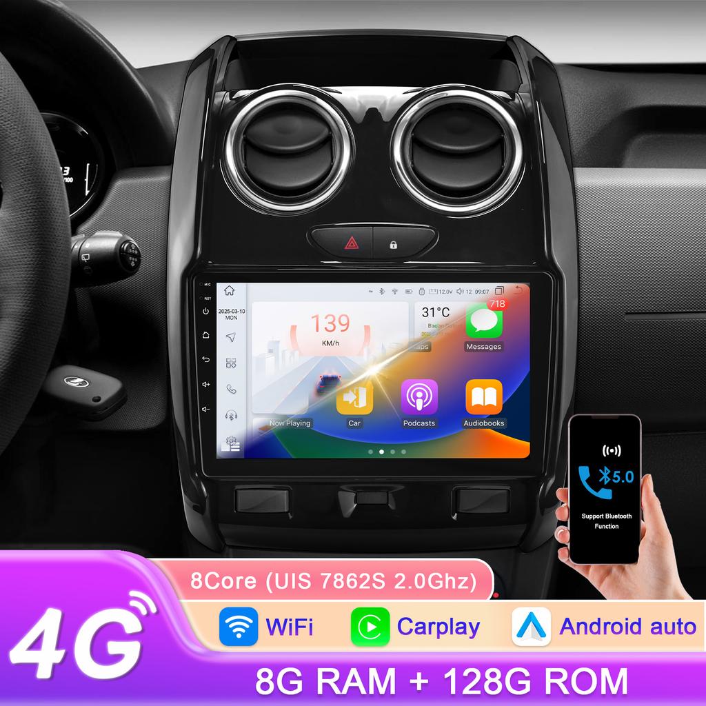 Android 15 2G+64G]Inefala Autoradio per Renault Dacia Duster Sandero Logan Dokker, Wireless Carplay Android Auto, 7 Touchscreen Stereo Auto Bluetooth con GPS WiFi FM/RDS Radio SWC MIC + Retrocamera