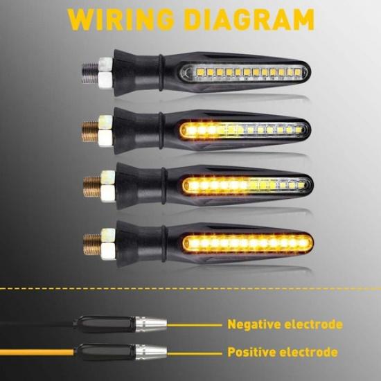 4X Sequential LED Motorcycle Turn Blinker Signal Indicator Marker Amber Light