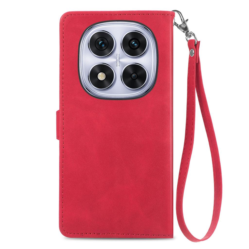 For Xiaomi Poco M8 Pro 5G/Redmi Note 15 Pro+ 5G (Global) Zipper Wallet Case with Strap Flower Imprint PU Leather Phone Cover