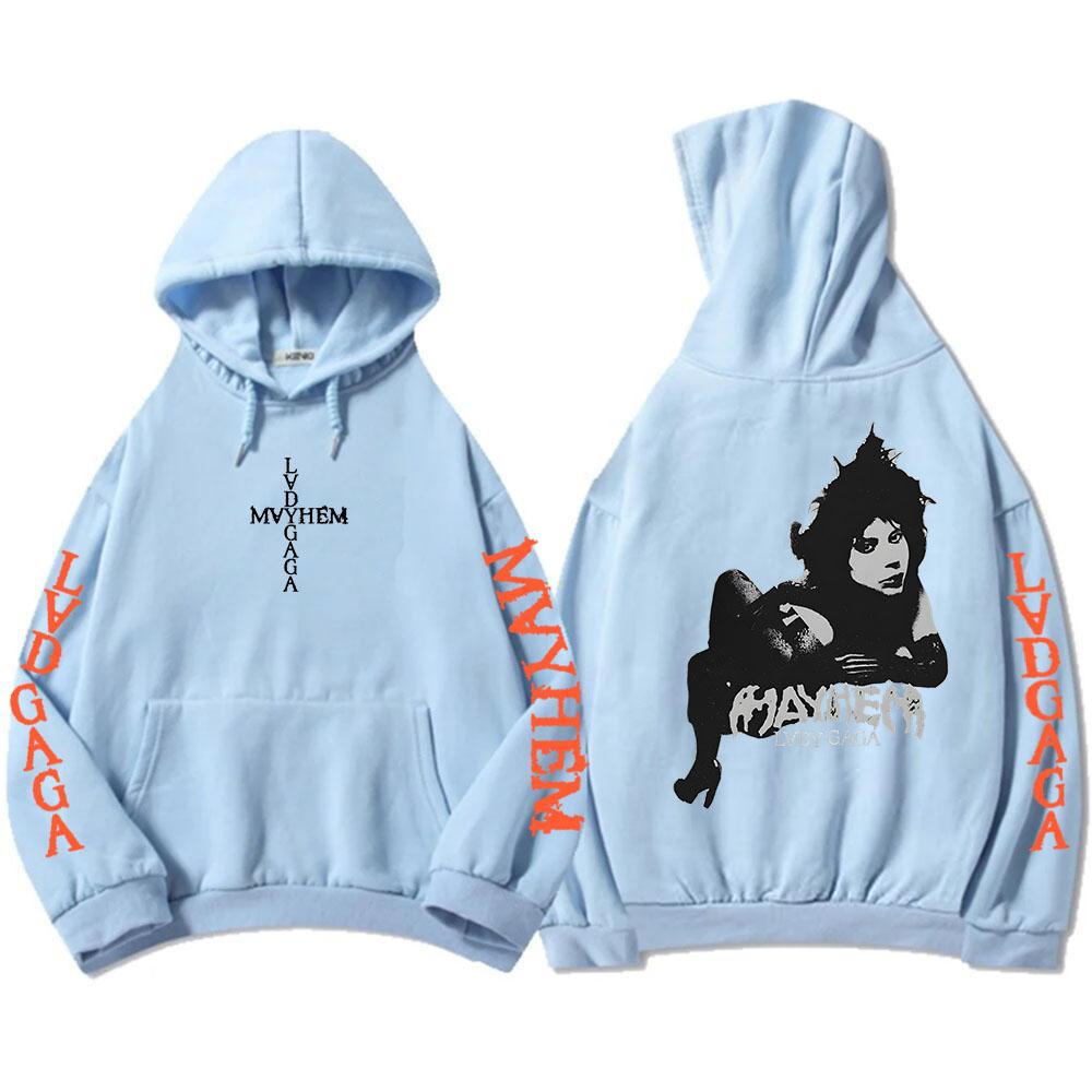 Hooded Pullovers Lady Gaga Mayhem Album Graphic Hoodies Hip Hop Unisex Streetwear Long Sleeve Loose Male Sweatshirts Print Hoody