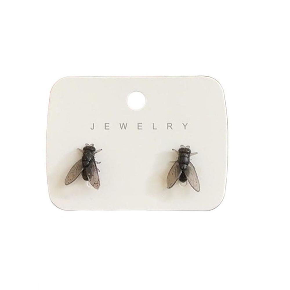 

Creative Simulation Fly Earrings Mini Black Funny Earrings Personality Fly Ear Studs for Men Women Couple Gift чорний
