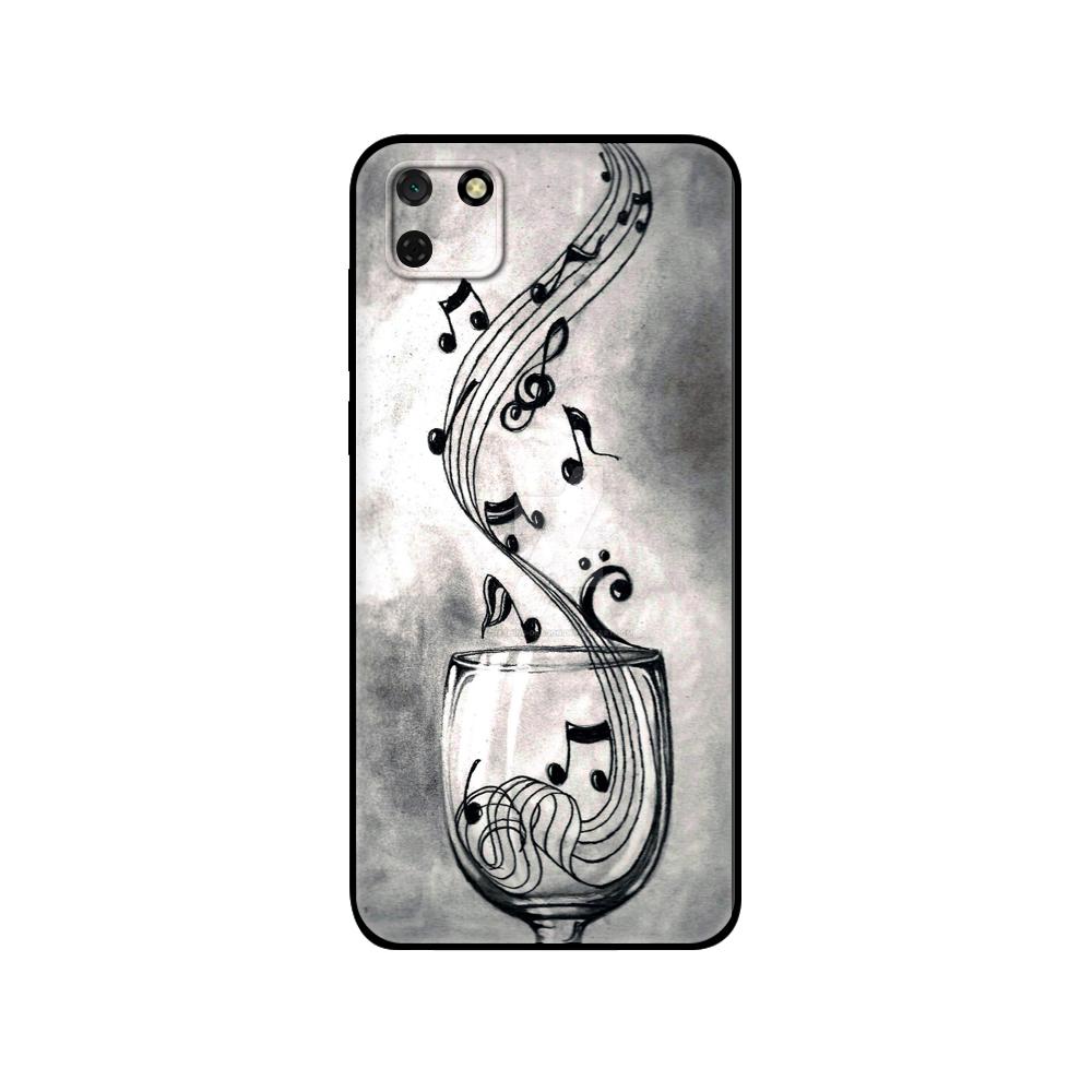 Black Tpu Case For Huawei Y9S Y6S Y8S Y5P Y7P Y8P Case For Huawei Y5 Lite Prime Y6 Cover Musical Notes Violin Classical Music