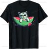 Cute Funny Cat On Watermelon Meme T Shirt Men Women ONeck Fashion  Short Sleeve Tshirts Retro Harajuku Oversized Tshirt