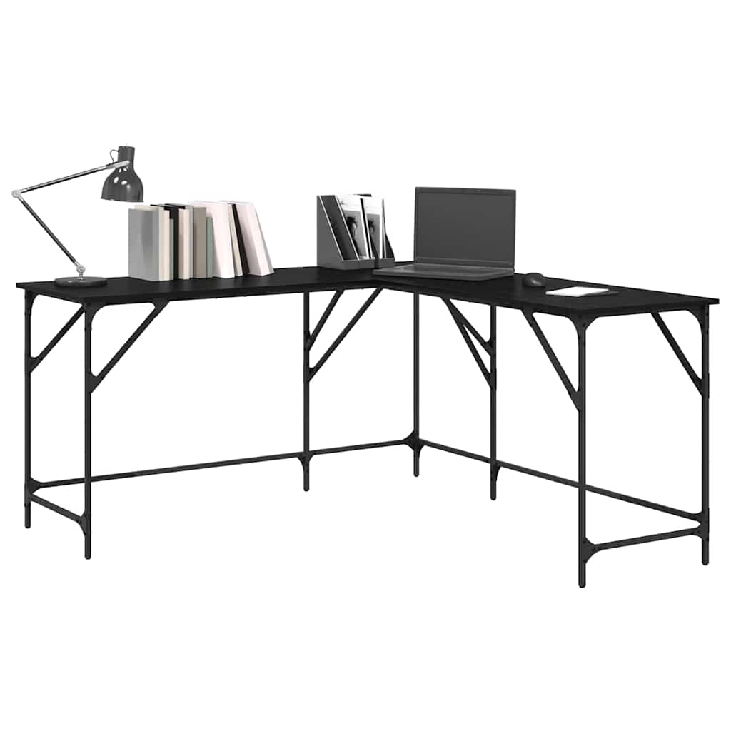 L shaped Corner Desk Black Oak Effect 149 x 149 x 75 cm