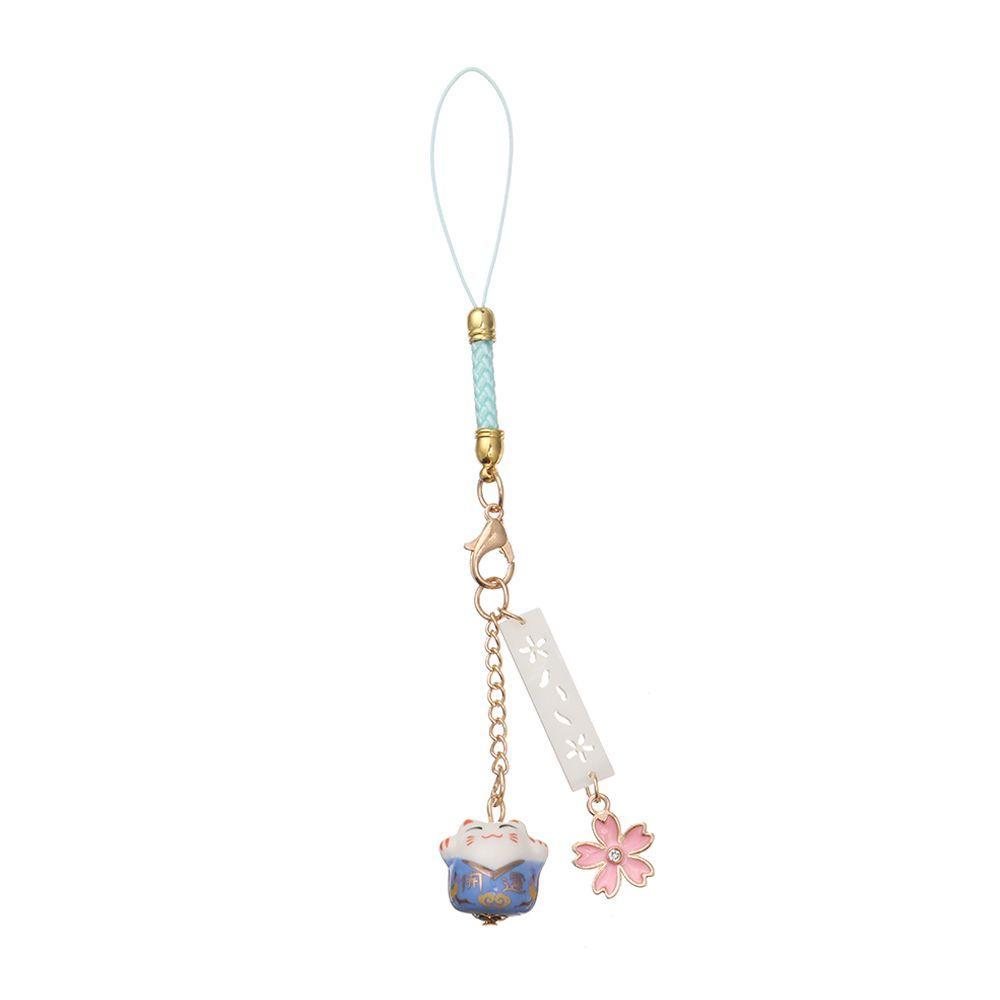 Lucky Cat Keychain Wrist Rope Phone Strap Lanyard Sakura Lucky Cat Phone Lanyard Anti-lost Lanyard