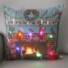 LED Light Christmas Cushion Cover Short Plush Elk Throw Pillow Case for Sofa Luminous Santa Clause Printed Pillowcase Home Decor