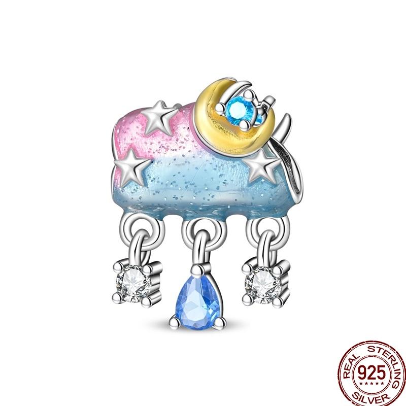 Copper Rainbow Hearts Charms Sun Clouds Rain Lightning Beads Fit Original Bracelet Diy For Women Fine Jewelry Gift