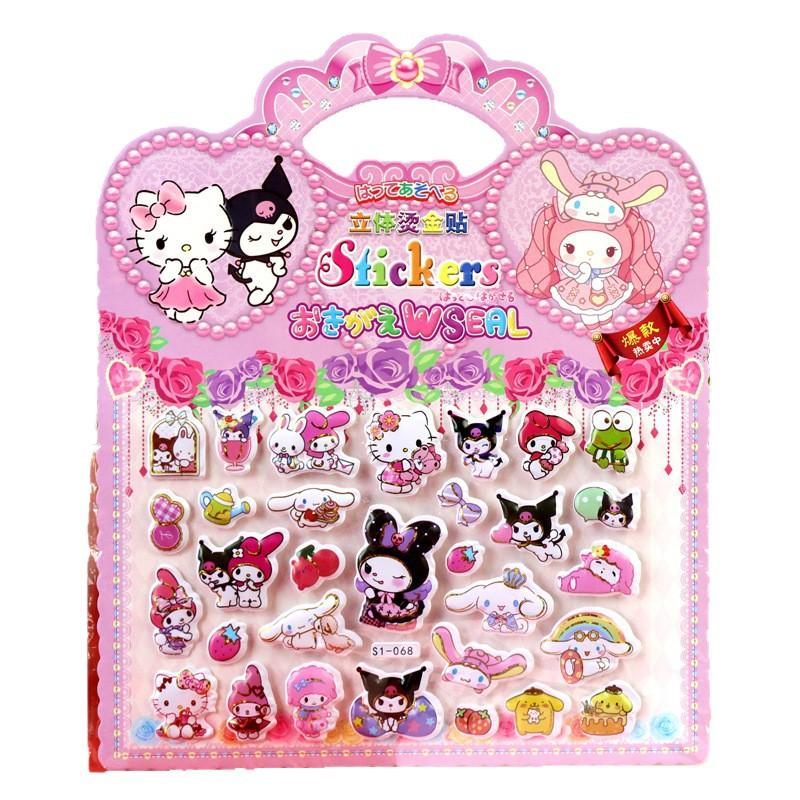 4pcs Sanrio Cartoon 3D Hello Kitty My Melody Cinnamoroll Gold Foil Sticker Reward Decoration Sticker Christmas Gift