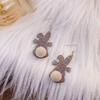 Acrylic Rabbit Plush Ball Drop Earrings Colorful Sequins Charm Earrings Jewelry
