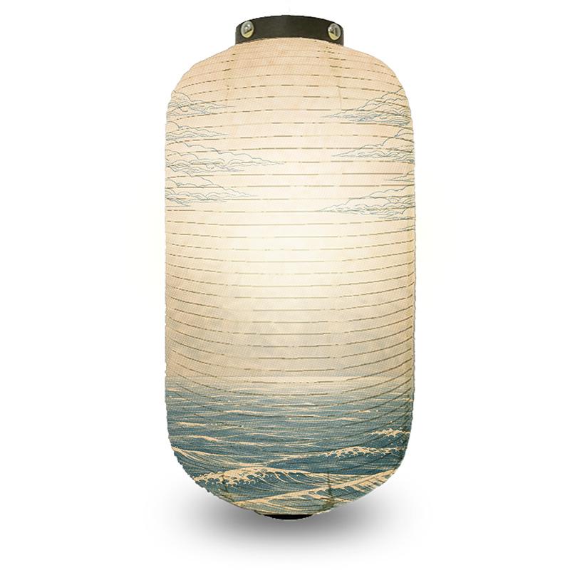 Japanese Style Ukiyo-e Traditional Sea Wave Printed Lantern Hanging Cloth Lantern Izakaya Restaurant Cuisine Wedding Party Decor