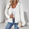 Chaqueta Casual con Capucha y Cremallera de Manga Larga para Mujer