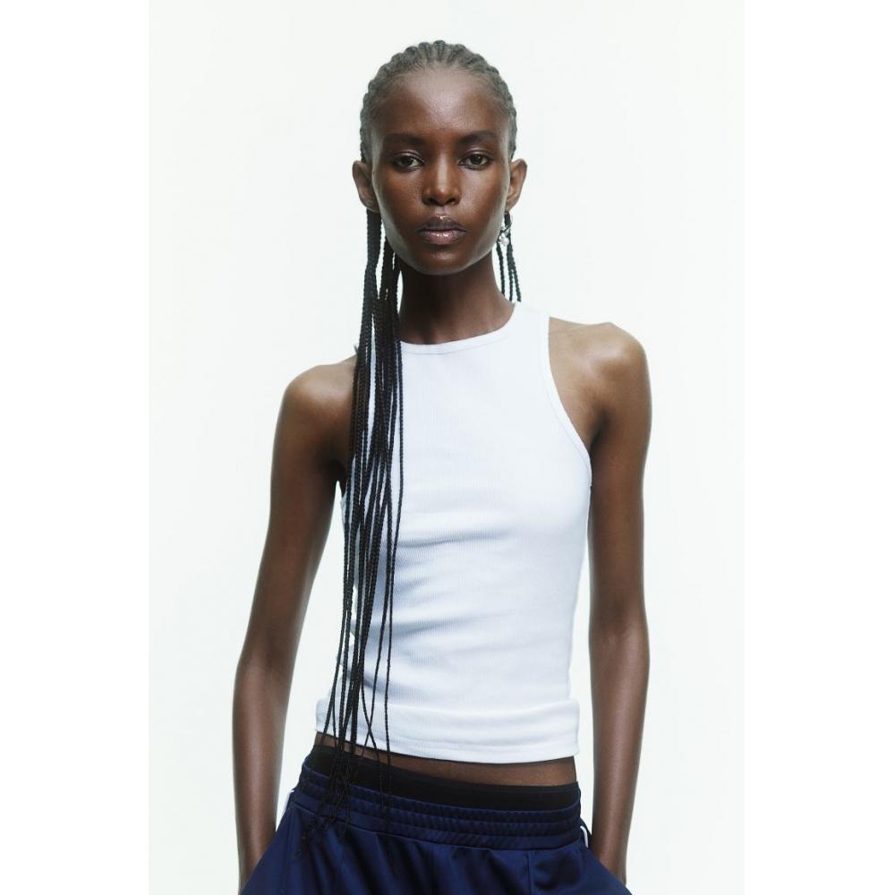 

Топ без рукавов в рубчик HM, белый